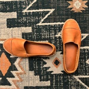 Tan Leather Slip-On Espadrille Shoes
